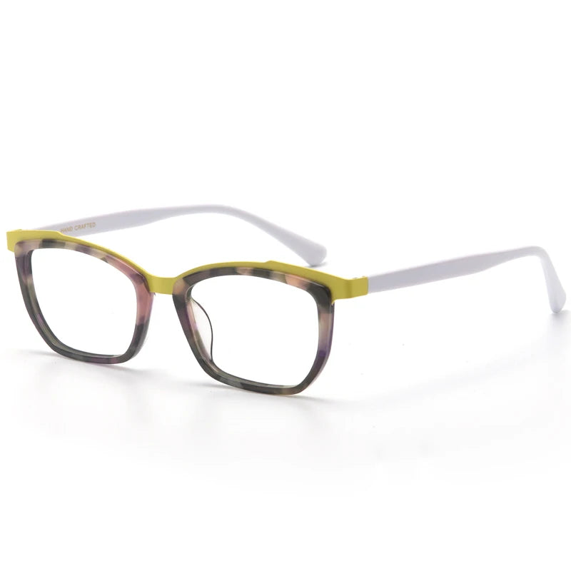 Stylish Aror Unisex Square Cat Eye Acetate Eyeglasses with Alloy Frame - Trendy Full Rim Glasses for Men & Women - Perfect for Reading, Work, and Fashion Accessories