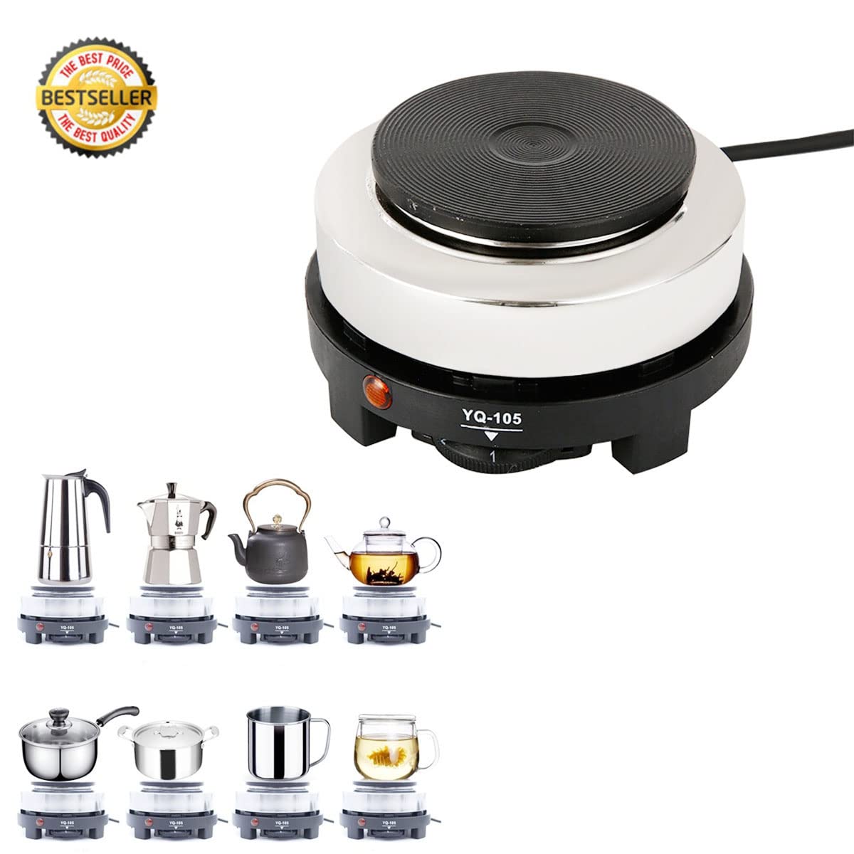 Portable Mini Electric Stovetop for Espresso Maker & Moka Pot - Compact Induction Cooktop for Coffee, Tea & Cooking - Perfect for Camping, Dorm, RV Travel & Small Kitchen Use