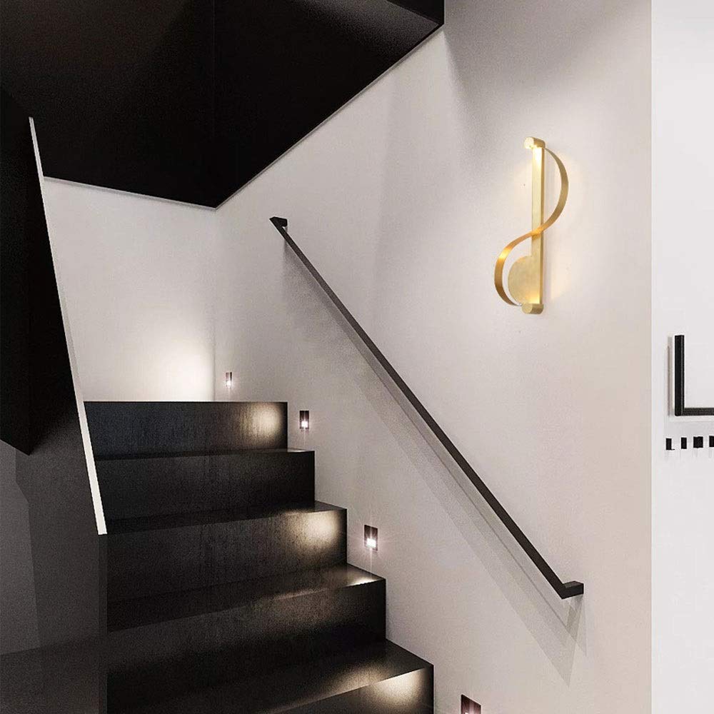 Modern S-Shaped Copper Wall Lamp - Wrought Iron Art Deco Wall Sconce for Living Room, Bedroom, Restaurant & Hotel | 6000K Daylight LED Lighting | Perfect for Ambient, Accent & Task Lighting in Home & Commercial Spaces