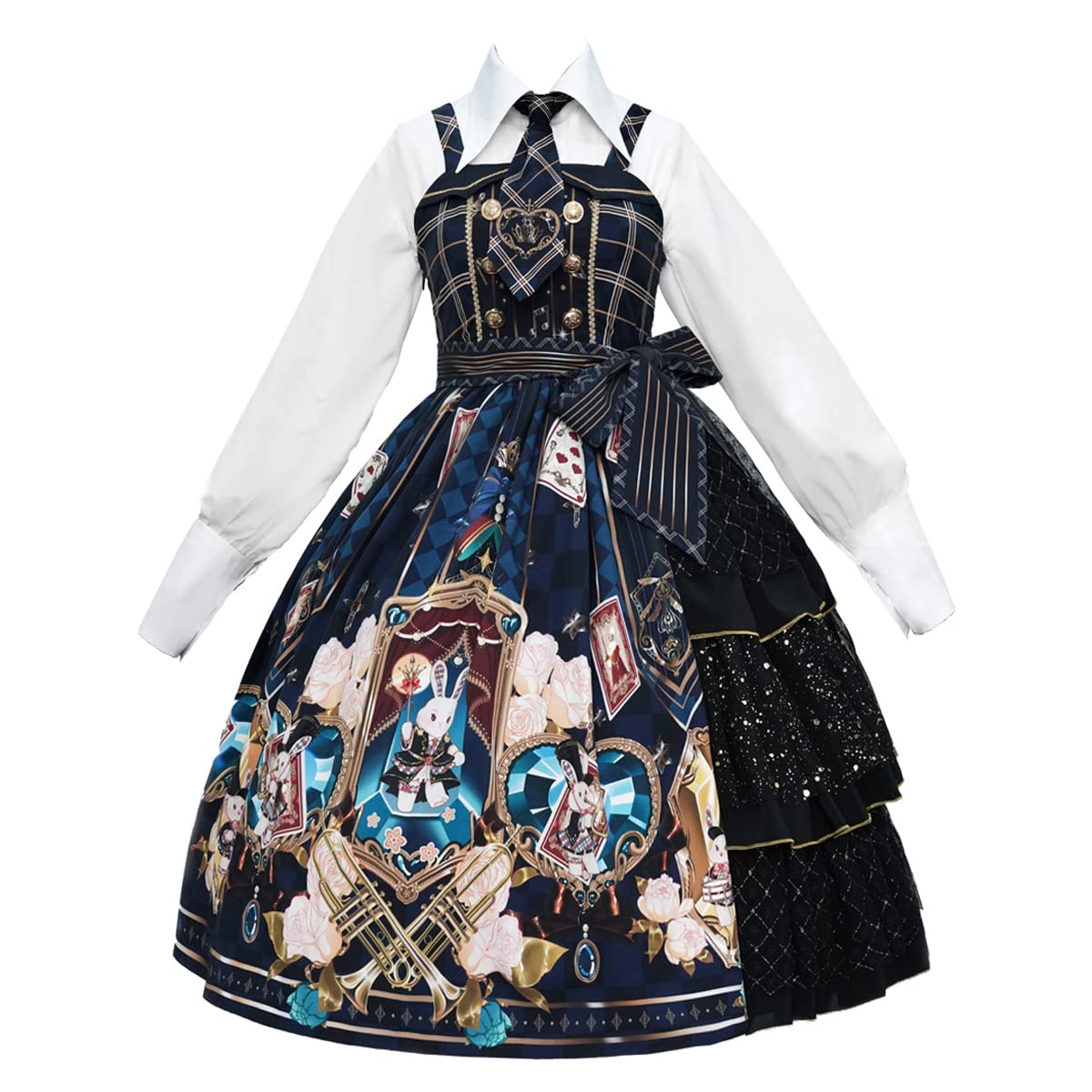 Gothic Princess Dress Set for Women - 3-Piece Halloween Costume with Cute Print | Elegant Party Outfit for Cosplay, Themed Events & Gothic Fashion