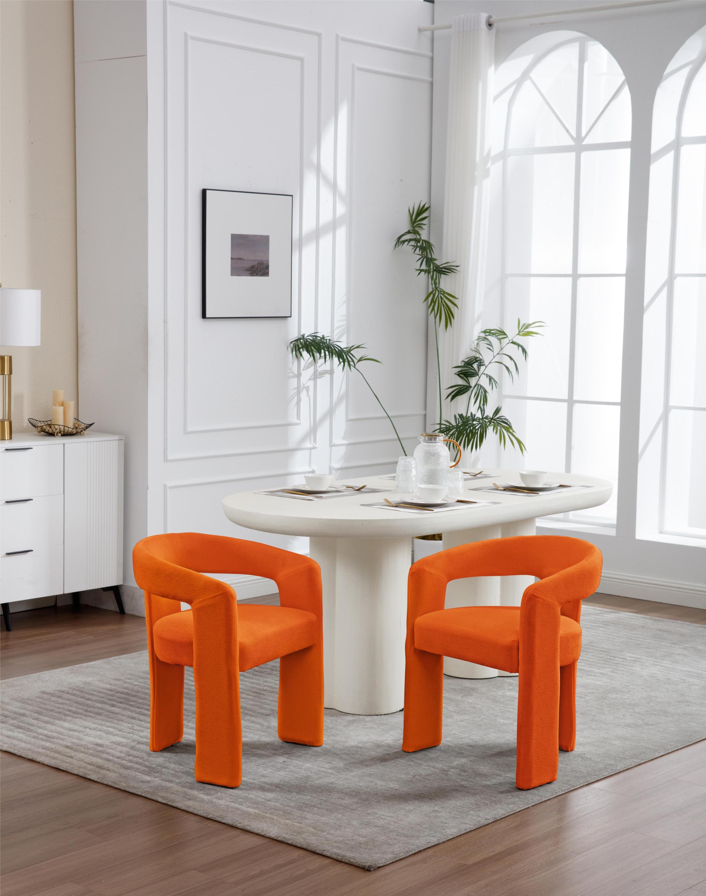 Modern Orange Dining Chairs Set of 2 - Mid Century Style Kitchen Chairs with Wooden Legs - Perfect for Small Spaces, Breakfast Nook & Apartment Dining