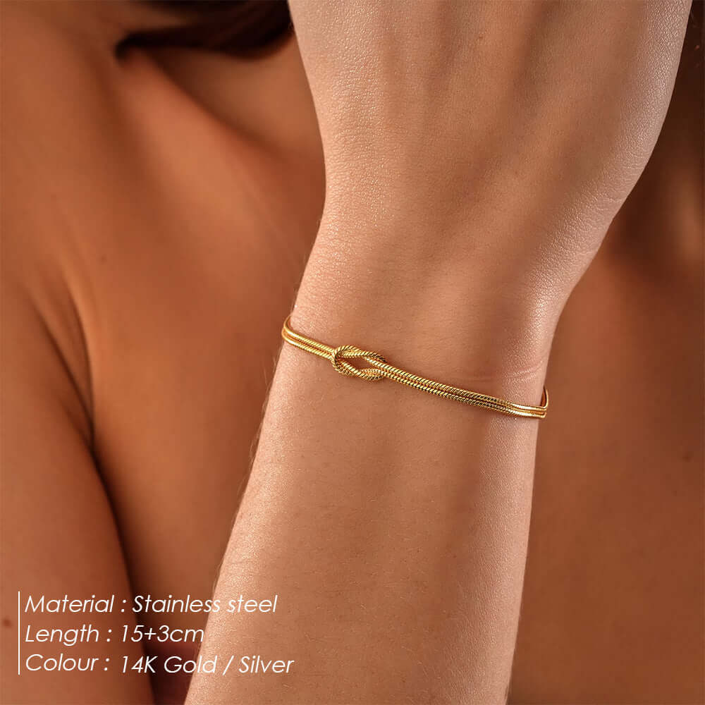 Bow Link Chain Matching Bracelet Set YS965 - Elegant Jewelry for Women, Perfect Gift for Valentine's Day, Anniversary & Special Occasions