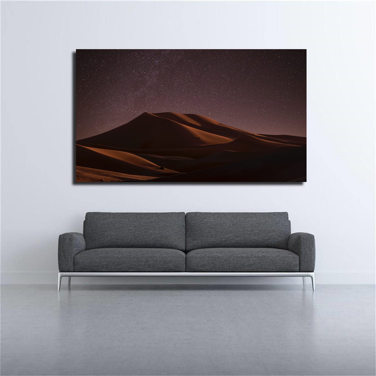 Desert at Night Wall Art - Stunning Sunset Canvas Painting of Sand Dunes | Framed Ready-to-Hang Home Decor for Living Room, Bedroom & Office | Perfect for Southwest Style Interior Design & Meditation Spaces