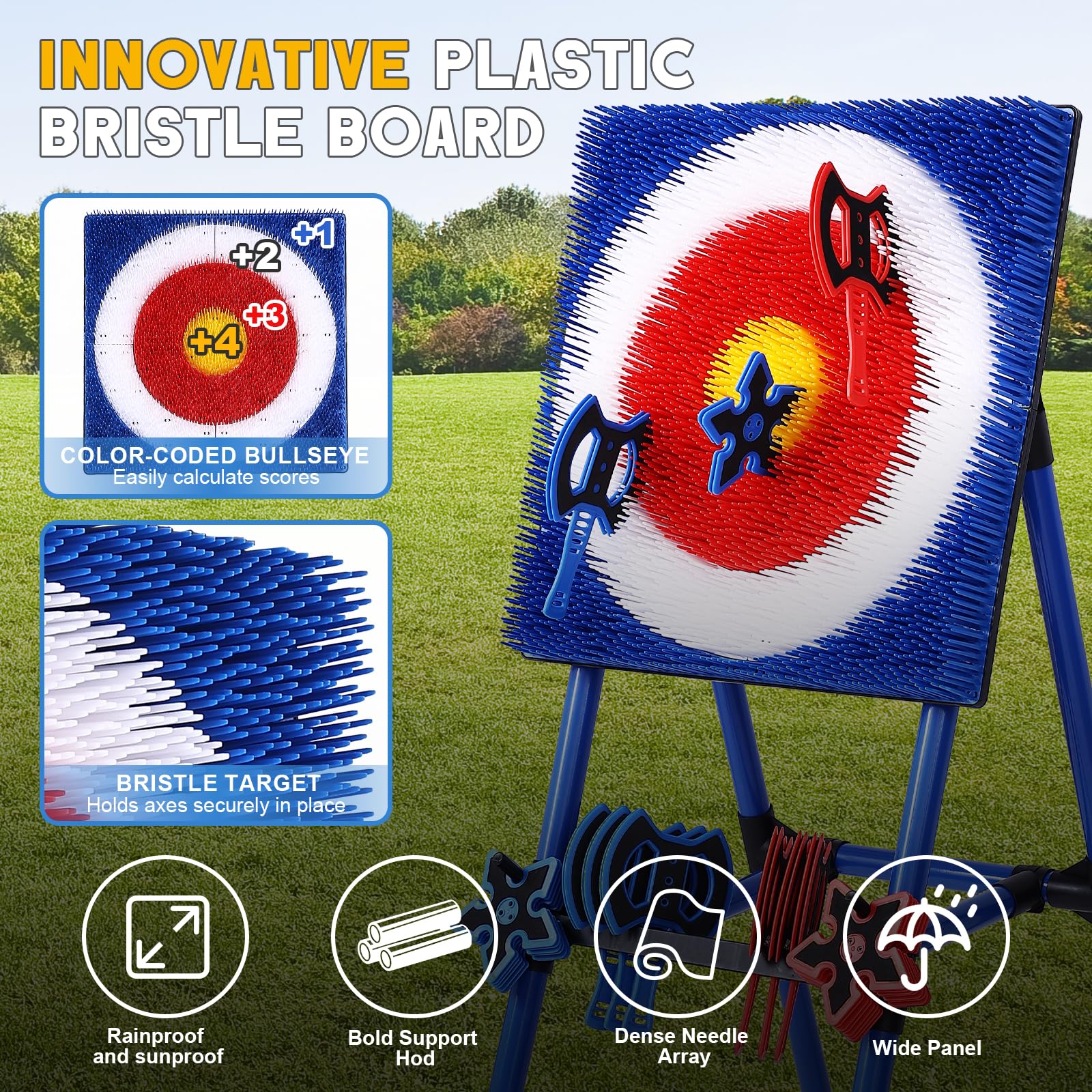 Premium 8-Piece Axe Throwing Set with Foldable Target - Outdoor Backyard Game for Adults & Kids - Perfect for Camping, Parties, and Carnival Events