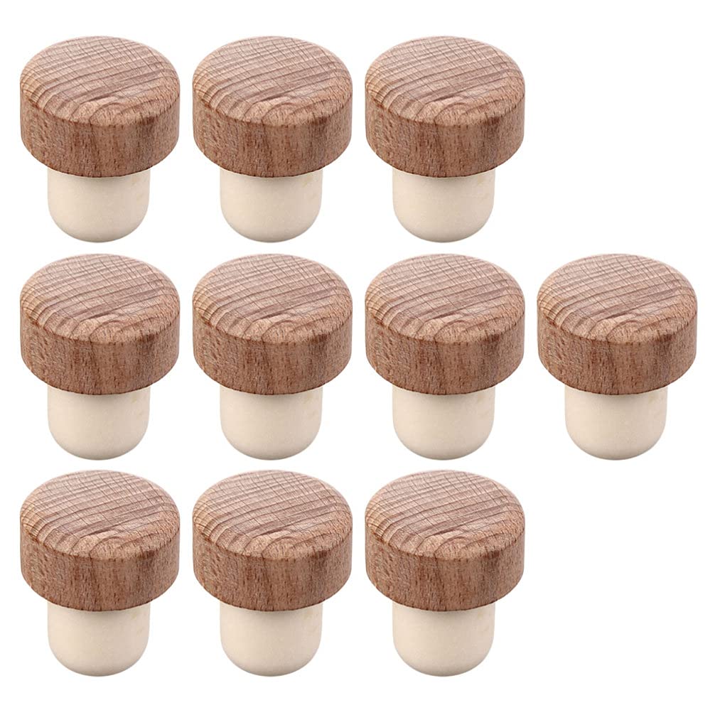 Vintage Wooden Wine Bottle Stoppers 10pcs - Reusable Vacuum Sealer Corks for Wine, Liquor, Oil & Beverages | Home Bar Accessories, Sous Vide Storage, Christmas & Wedding Decor