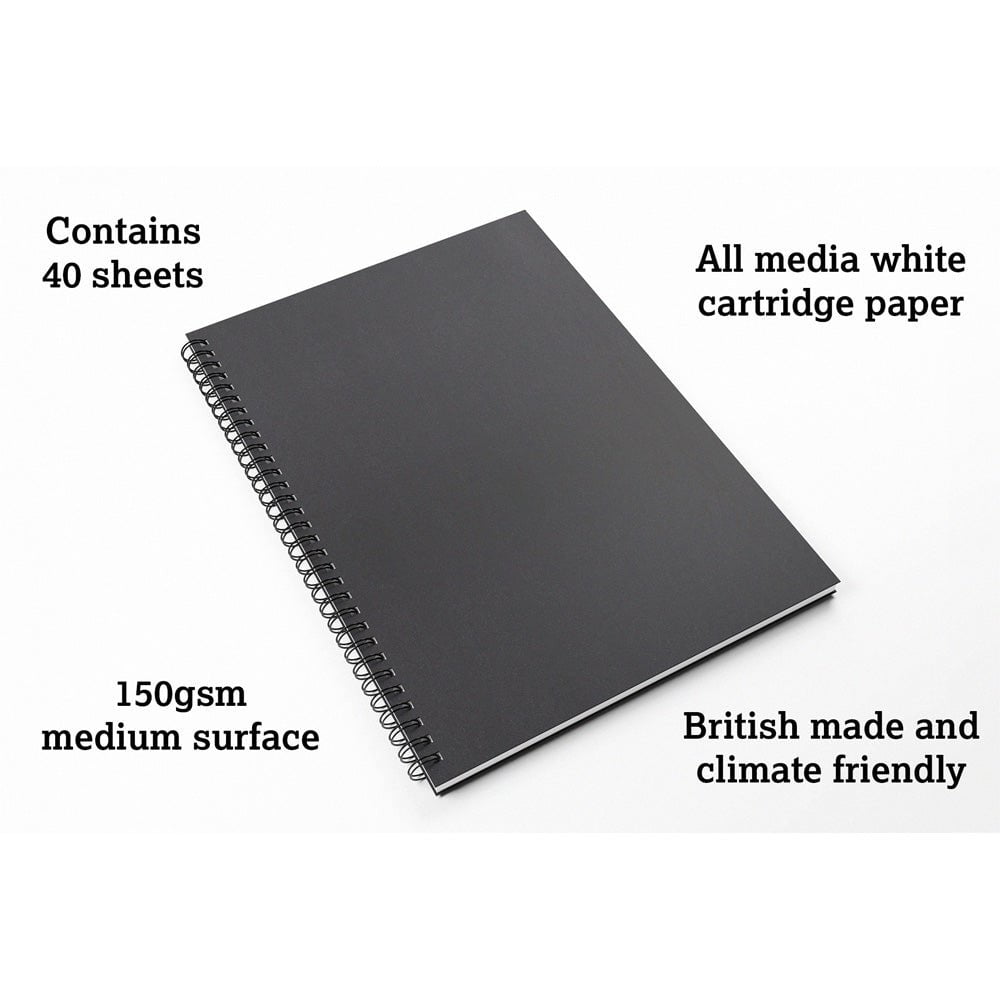 Artgecko Premium A3 Sketchbook - 80 Pages (40 Sheets) 150gsm White Paper for Artists & Designers - Perfect for Drawing, Sketching & Watercolor Painting