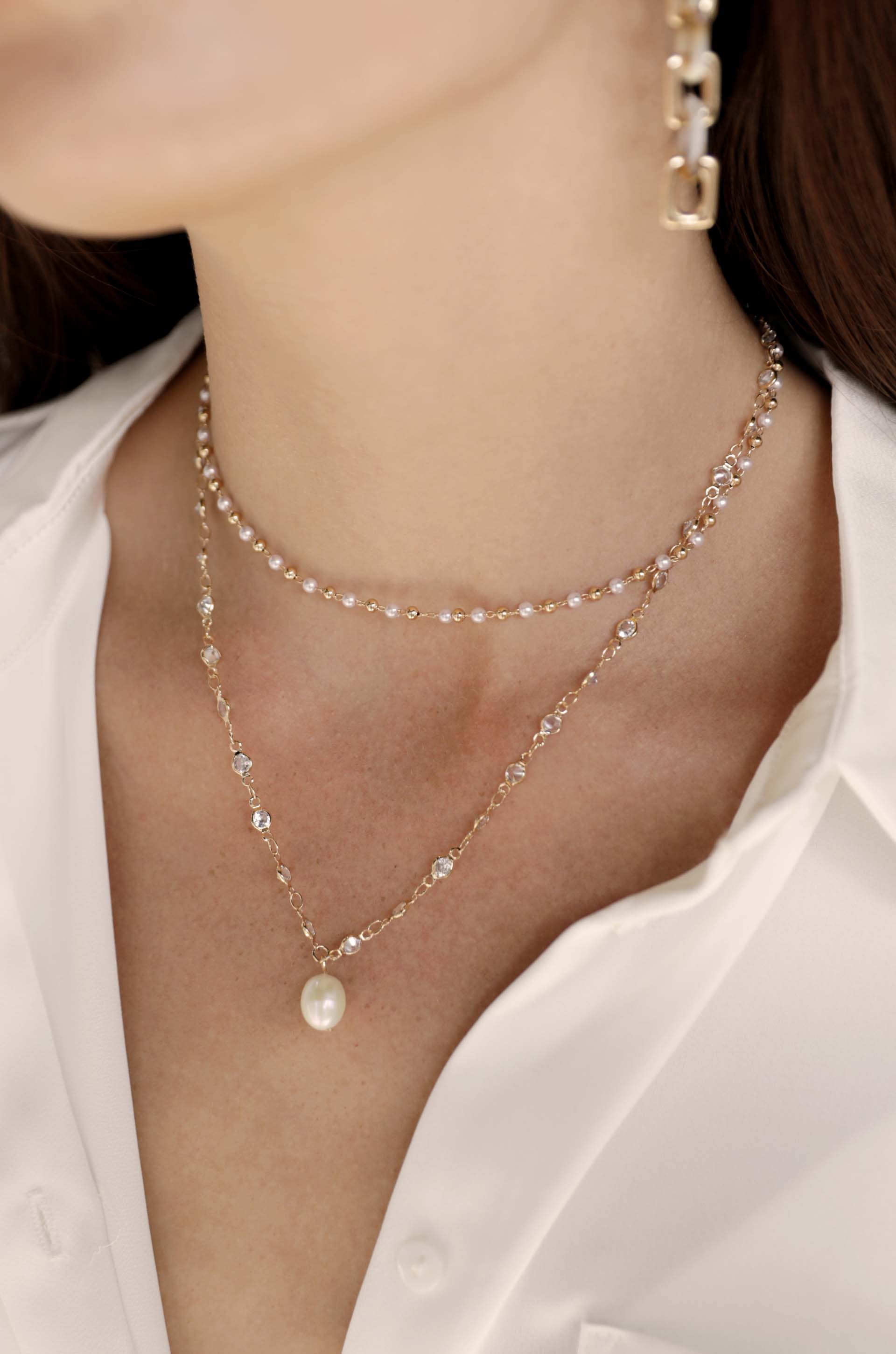 Sparkling Crystal & Ball Chain Necklace Set for Women - Elegant Layered Jewelry Gift for Party, Wedding & Everyday Wear