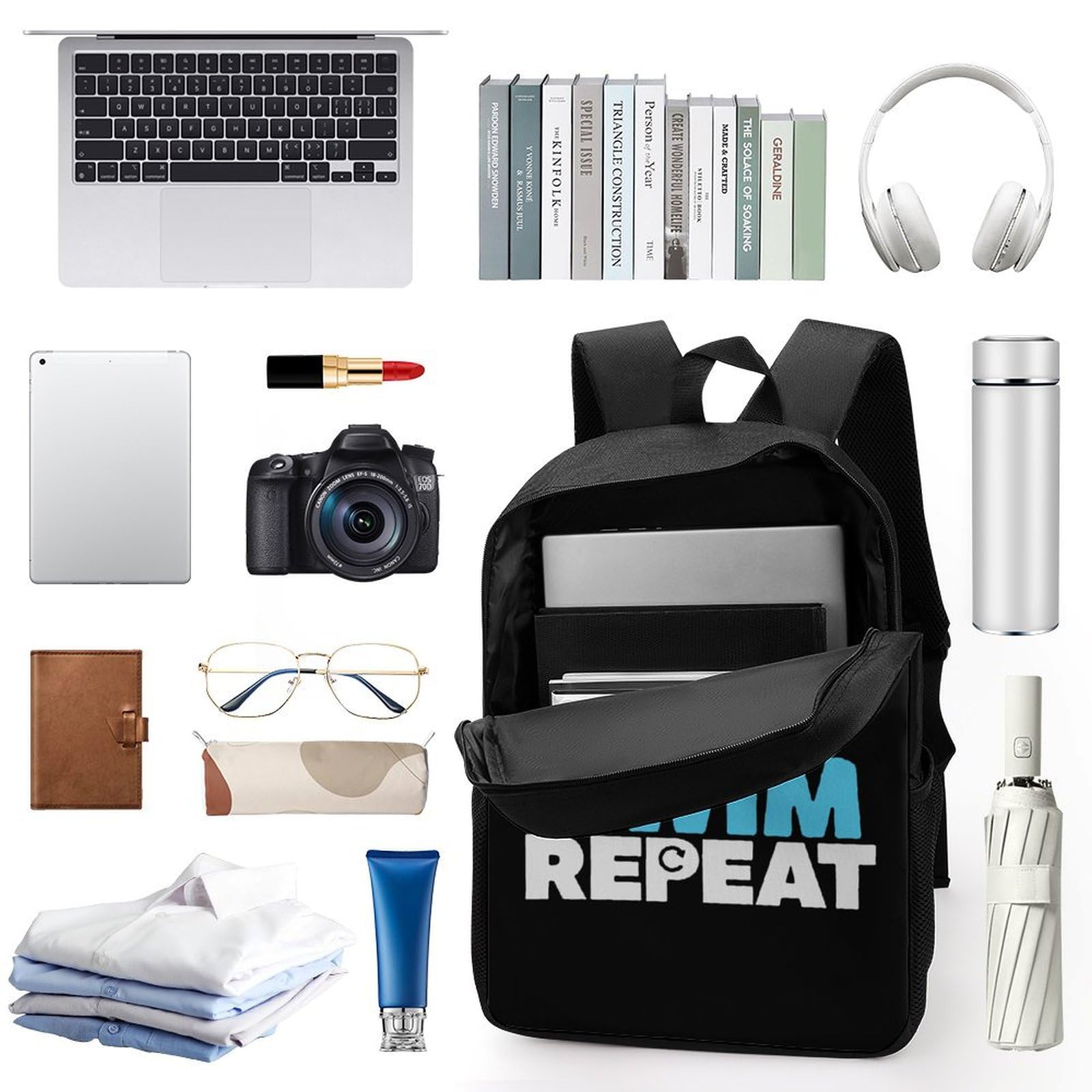 IOEDTHBJ 17 Inch Waterproof Swim Backpack - 3D Printed Laptop Backpack for Men & Women - Durable School & Travel Computer Bag - Perfect for Swimming, Gym, Beach & Outdoor Activities