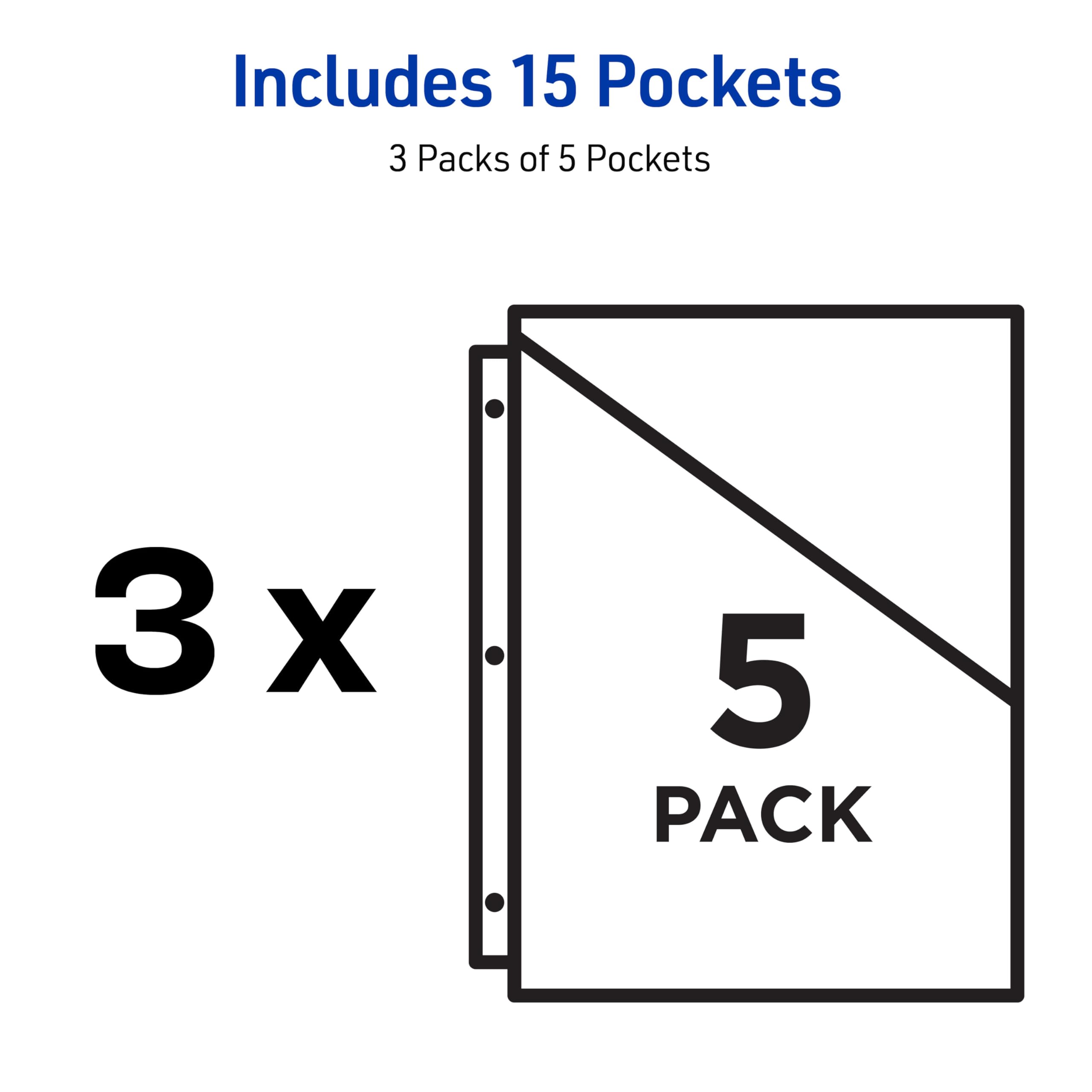 Avery 3 Ring Binder Pockets - Clear Sheet Protectors 8.5