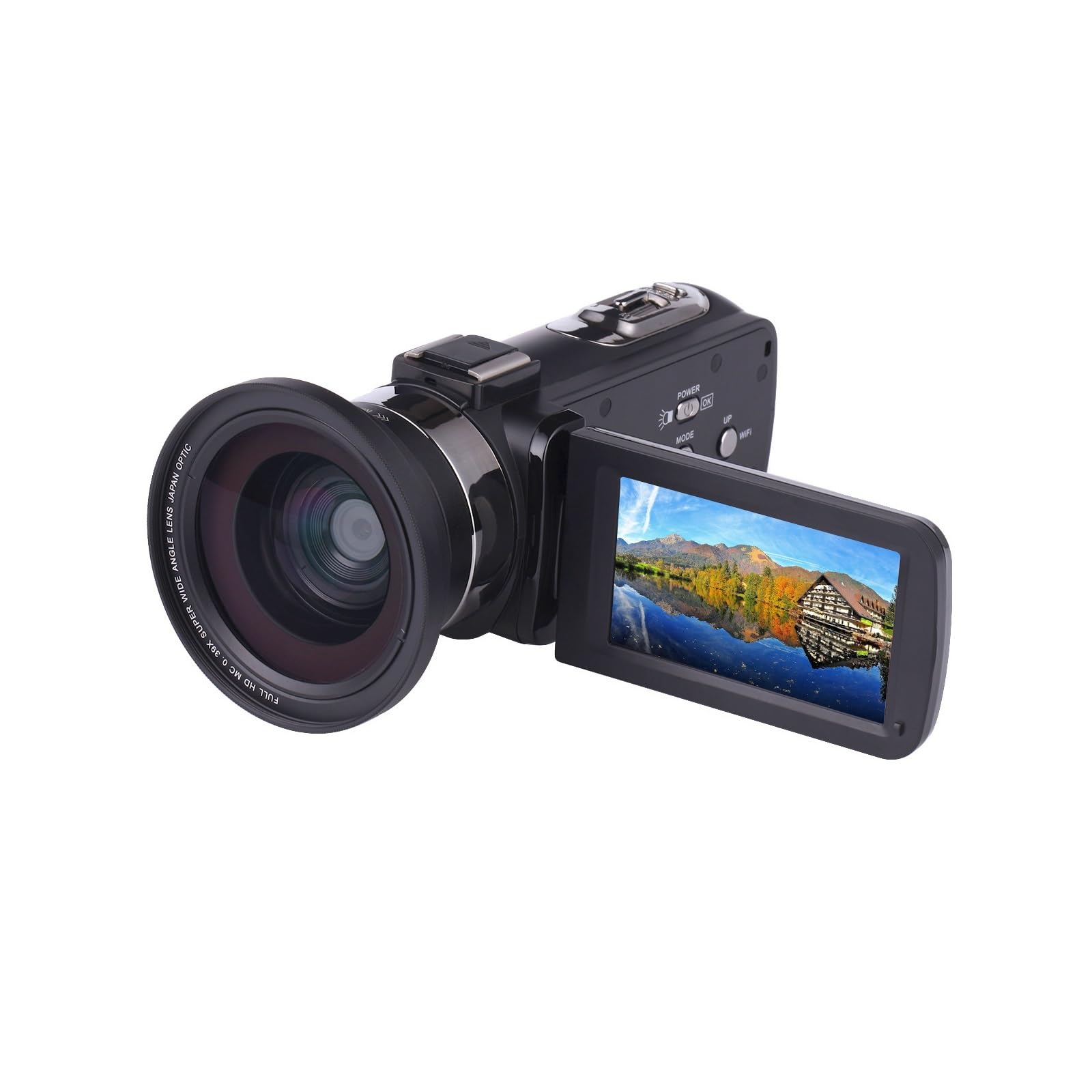 HD Digital Video Camera with Touch Screen, WiFi, Night Vision & Selfie - 4K Camcorder with Ultra-Wide Angle Lens for Vlogging, YouTube, Travel & Home Movies (Black)