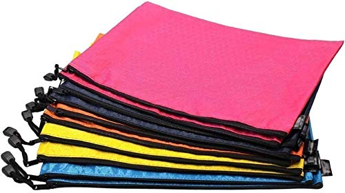 OMIMYY Waterproof A4 Zipper File Bags - 5 Pack Fabric Document Storage Organizer with Football Pattern for School, Office & Travel - Random Colors