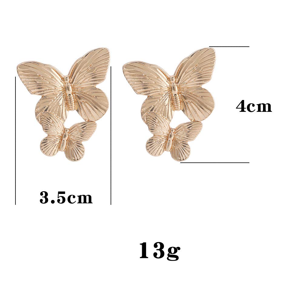 Stylish Metal Stud Butterfly Earrings - Large Double Flower Statement Jewelry for Women & Girls | Perfect for Parties, Weddings & Everyday Fashion