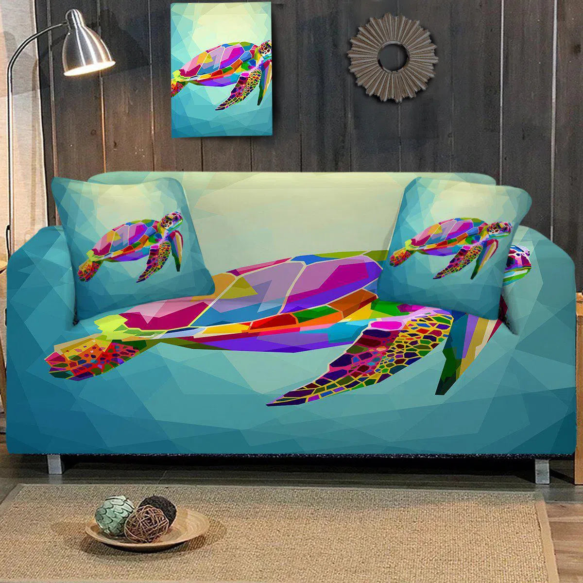 Premium Maui Sea Turtle Print Sofa Cover - Waterproof & Non-Slip Couch Protector for Living Room, Bedroom, or Dorm Decor
