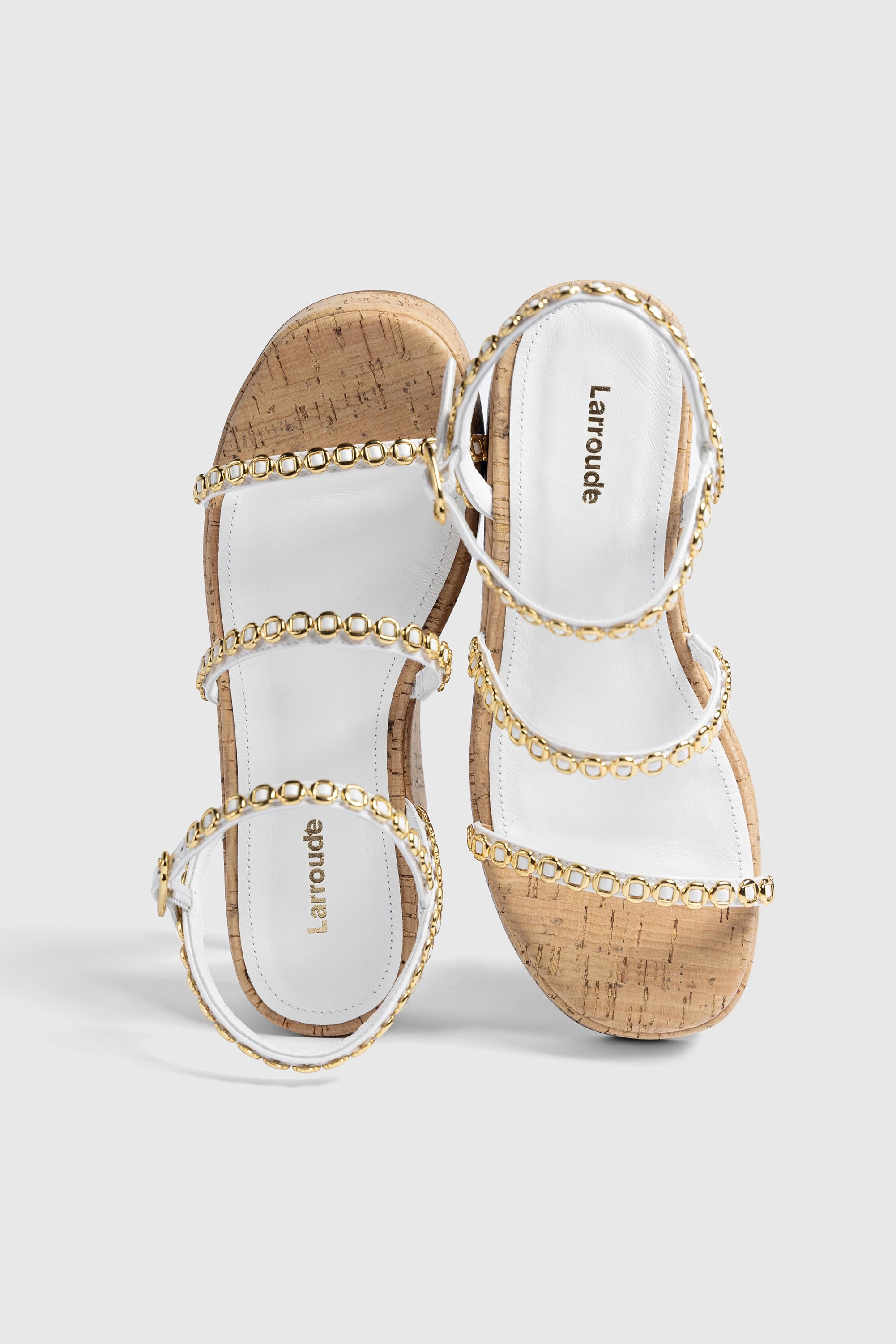 Gio Milanina White Patent Leather & Natural Cork Flatform Sandals - Comfortable Women's Wedge Shoes for Summer, Beach, and Casual Outings