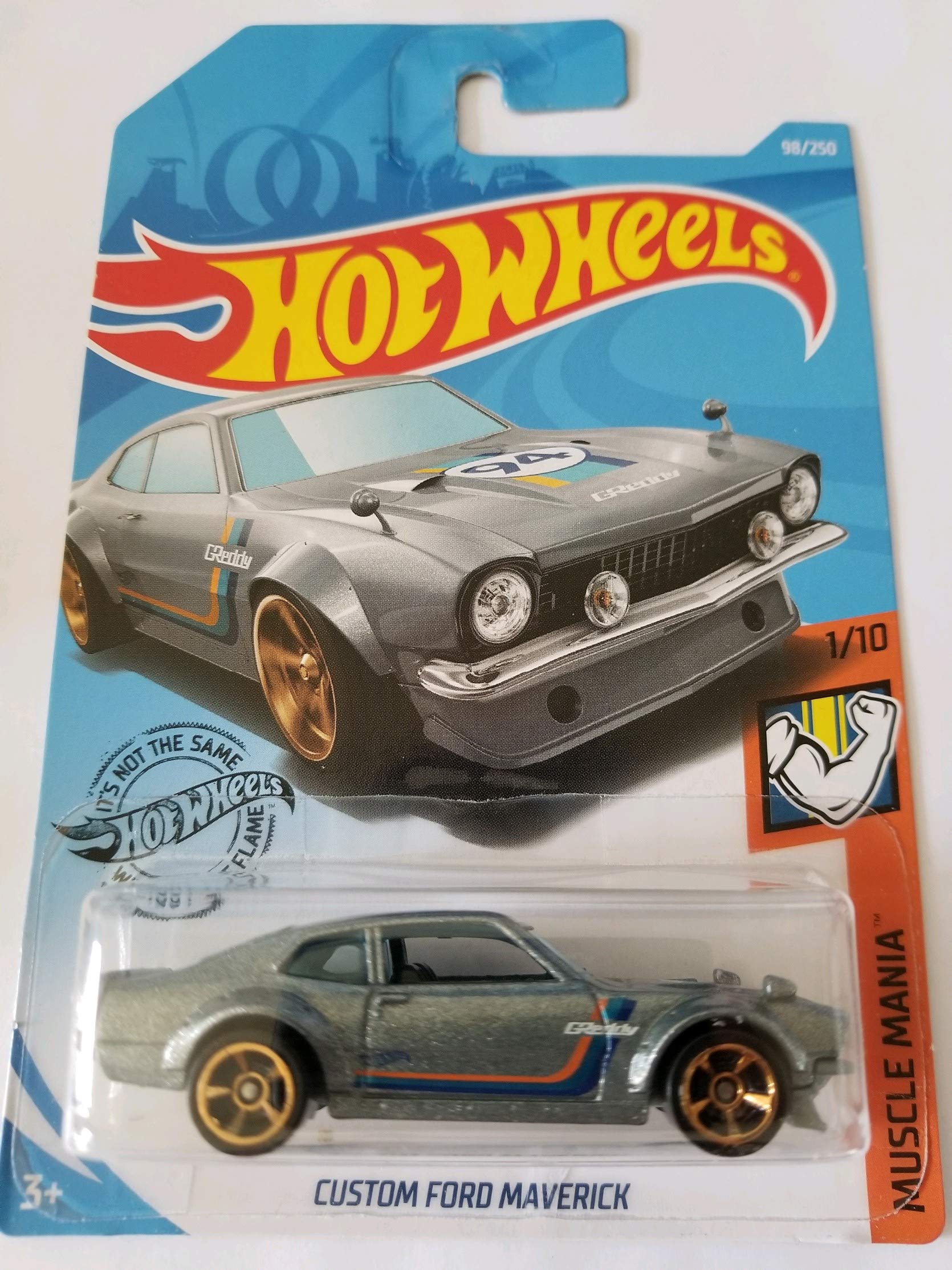 Hot Wheels 2019 Muscle Mania - Custom Ford Maverick Diecast Car, Limited Edition Gray 98/250 - Collectible Toy for Display & Racing Play