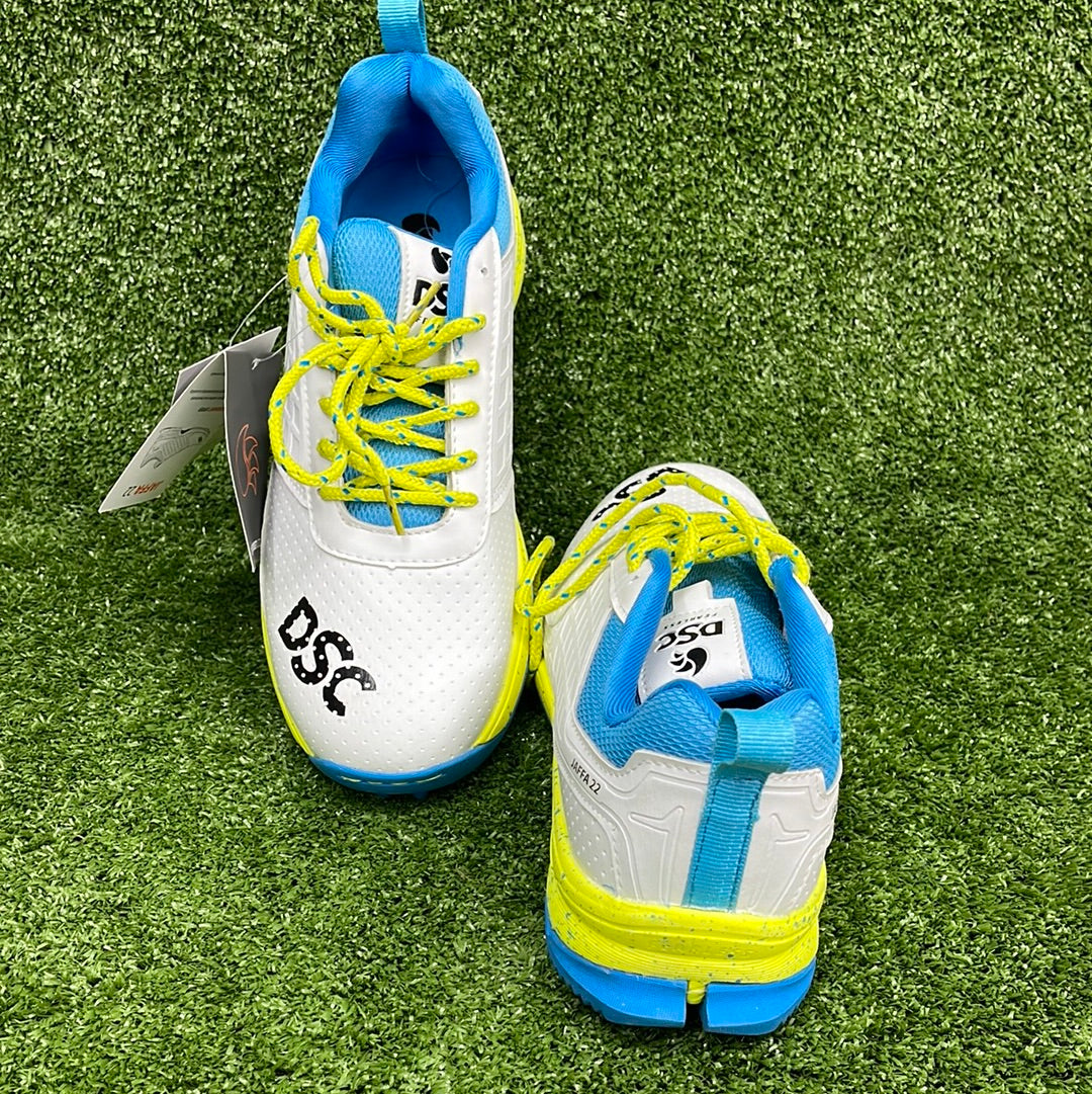 DSC Jaffa 22 White & Lemon Junior Cricket Shoes - Lightweight Comfort for Young Players | Perfect for Practice & Matches