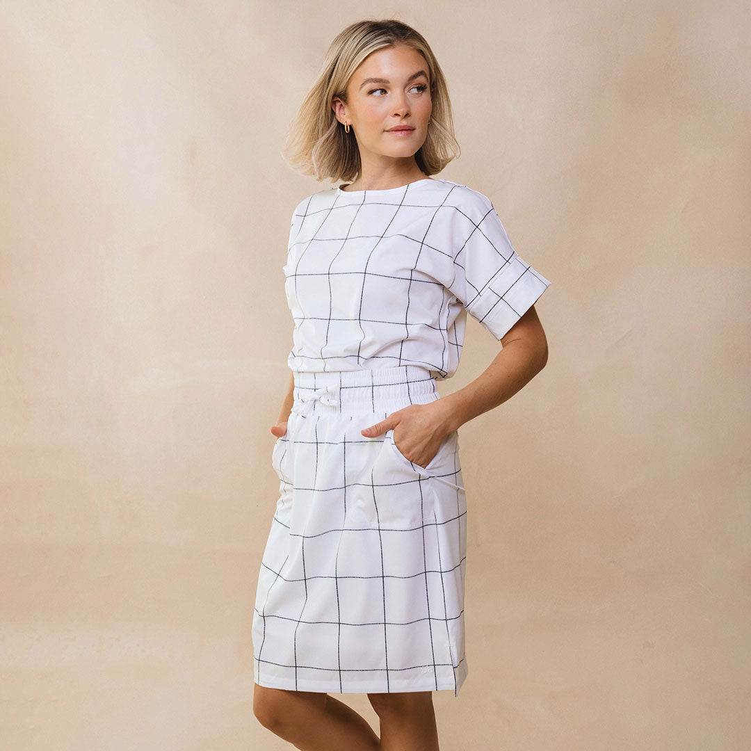 Boss Tee - Classic White Windowpane Pattern Men's Casual Shirt | Perfect for Office Wear, Business Casual & Everyday Outfits