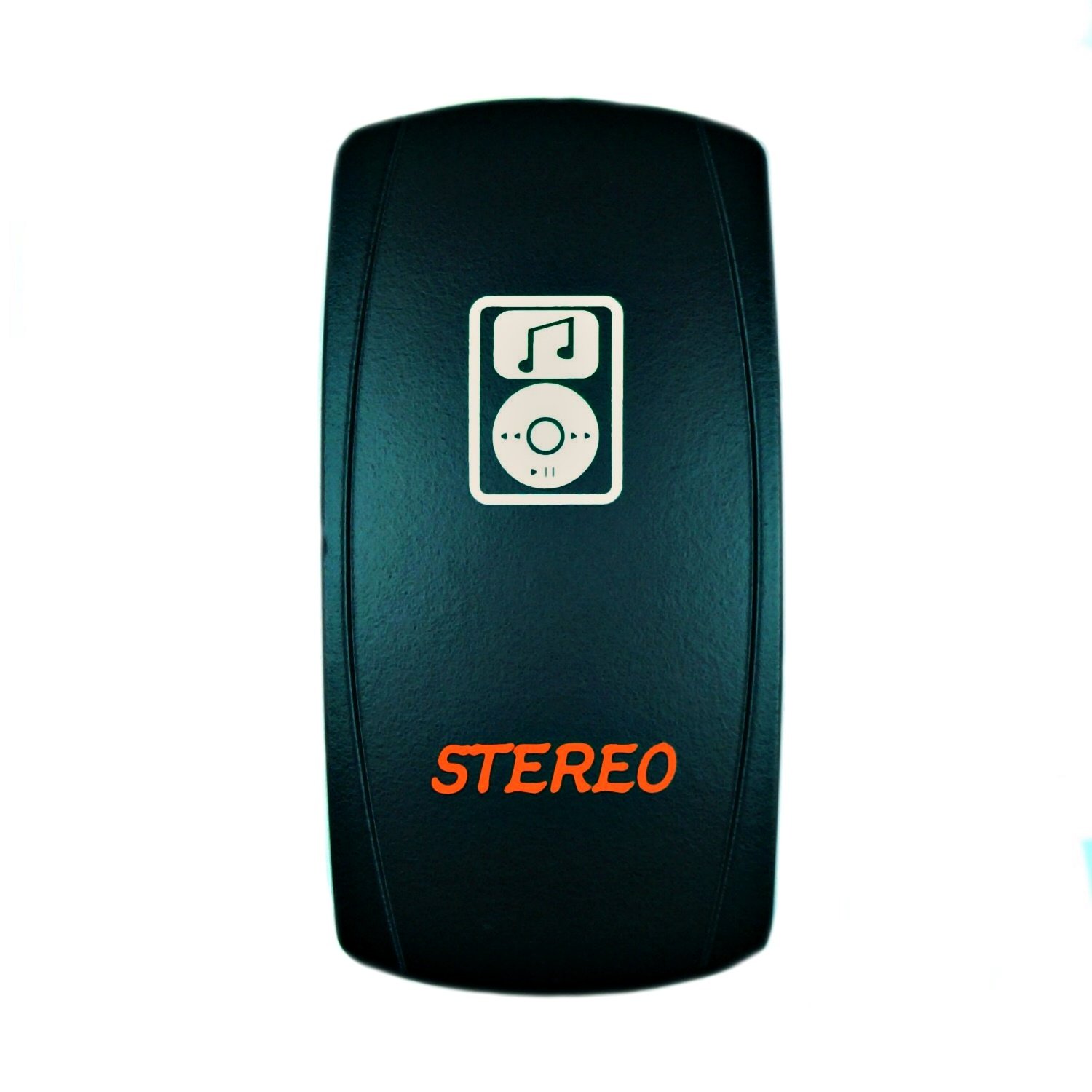 STVMotorsports 5 Pin Laser Automotive Rocker Switches On/Off LED Light 12V 20A - Waterproof Car Interior Accessories for Truck, UTV, ATV, Boat, RV & Off-Road Vehicles (Stereo, Orange) - Perfect for Dashboard, Center Console & Custom Lighting Control
