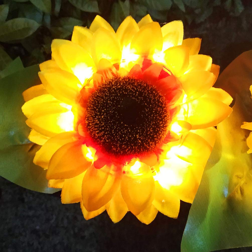 Sunflower Solar Lights 2-Pack - Waterproof Outdoor Garden Decor for Pathways & Lawns