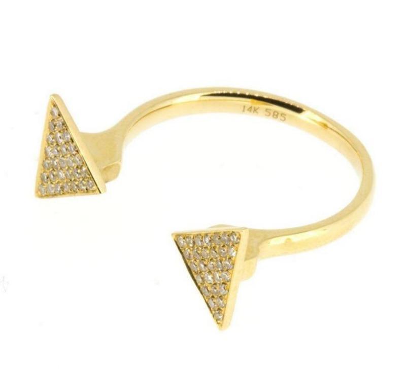 Diamond Open Triangle Ring for Women - Elegant Geometric Stackable Band for Everyday Wear & Special Occasions