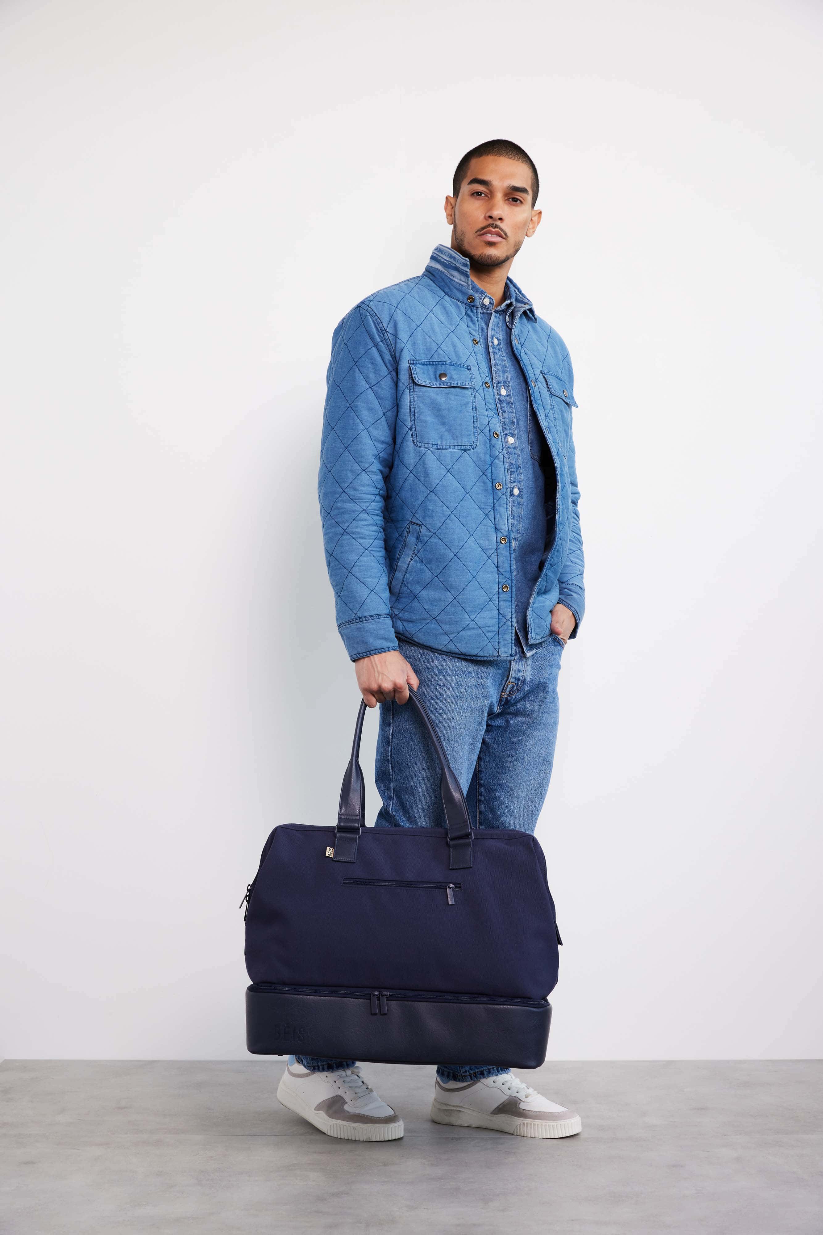 The Weekender Duffle Bag in Navy Blue - Perfect for Travel, Gym & Weekend Getaways | Water-Resistant & Spacious Carry-On
