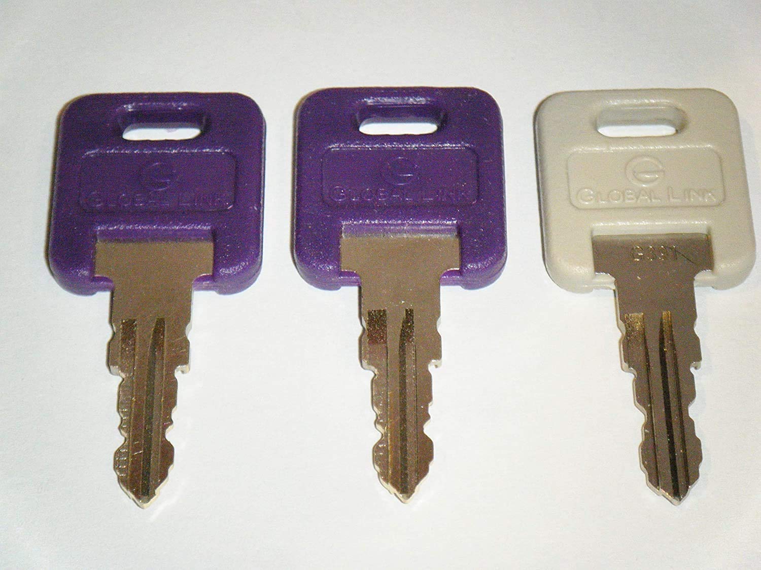 GLOBAL LINK LOCK G356 & G391 RV Keys Set - 2 Purple & 1 Gray Replacement Keys for Motorhomes & Trailers | Pre-Cut to Key/Lock Number | Secure Storage Compartments | Perfect for RV Owners, Camping Trips & Road Adventures