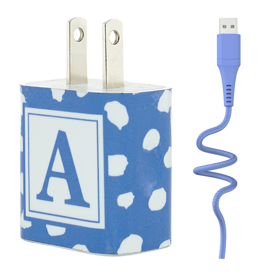 Periwinkle Clouds Phone Charger Letter Set - Cute Aesthetic Wireless Charging Station for iPhone & Android - Perfect for Bedroom, Office & Travel Accessories