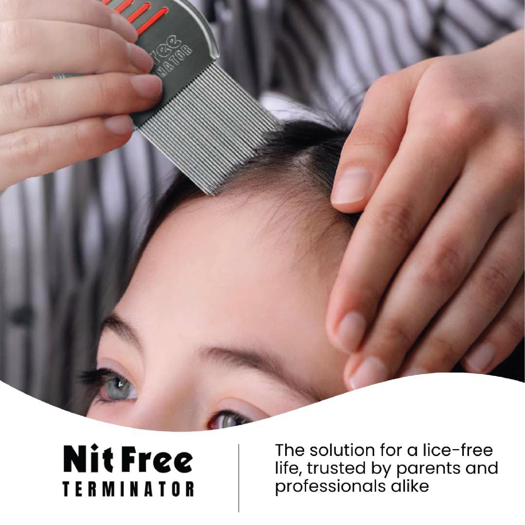 Professional Nit Free Terminator Lice Comb - Stainless Steel Head Lice Removal Tool for Kids & Adults (3-Pack, Colors Vary) - Perfect for Home, School & Travel Lice Treatment