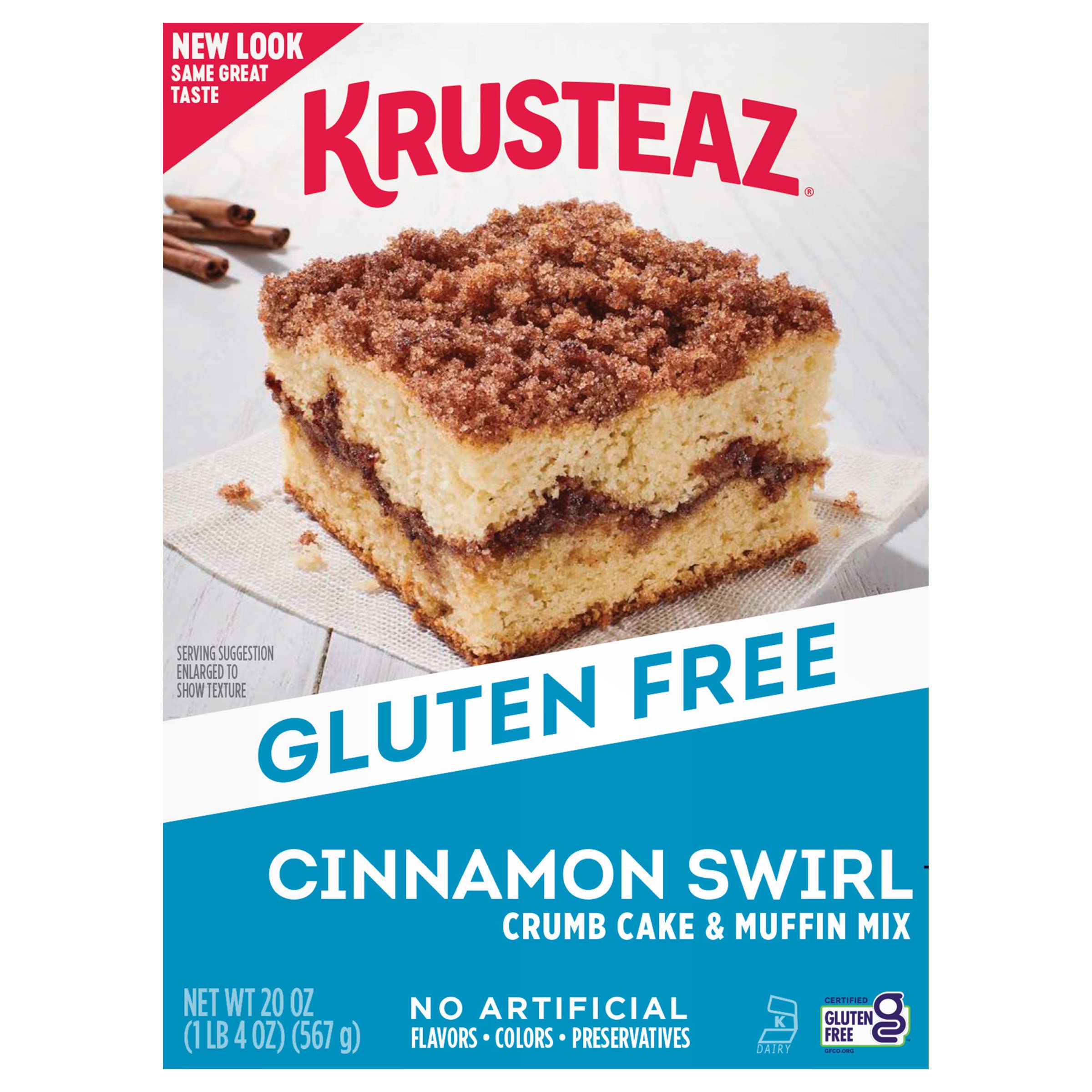 Krusteaz Gluten Free Cinnamon Swirl Crumb Cake & Muffin Mix - 20 oz (Pack of 8) | Easy Baking Mix for Breakfast, Dessert & Snacks | Perfect for Holidays, Parties & Family Gatherings