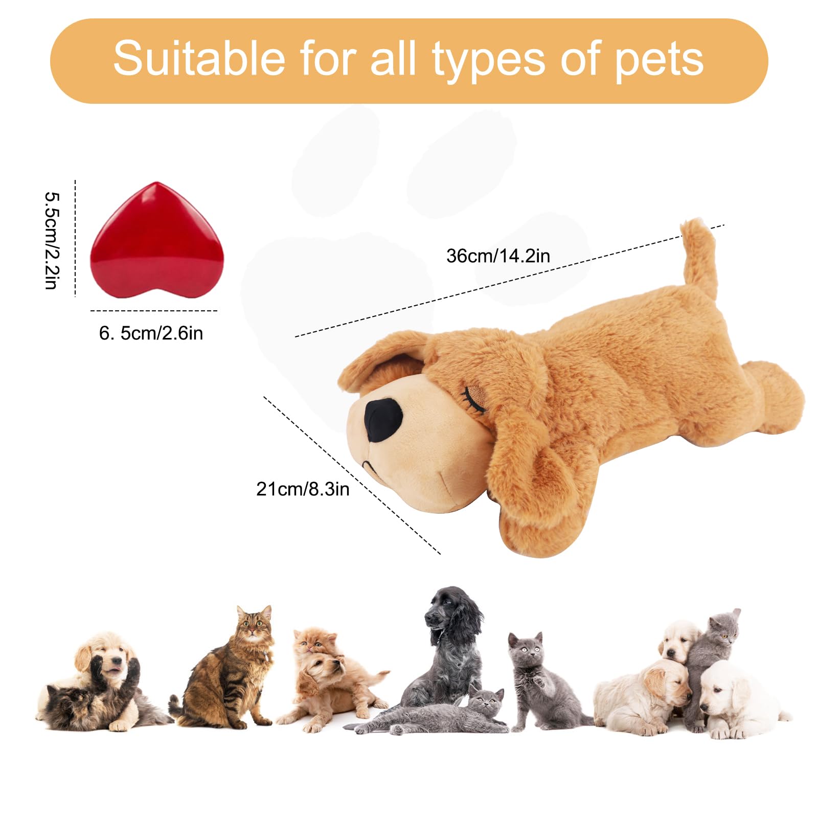 IFOYO Heartbeat Dog Toy - Calming Stuffed Animal Puppy Toy for Anxiety Relief, Crate Training & Behavioral Aid - Light Brown - Perfect for Anxious Dogs, Puppy Separation Anxiety & Comfort During Storms