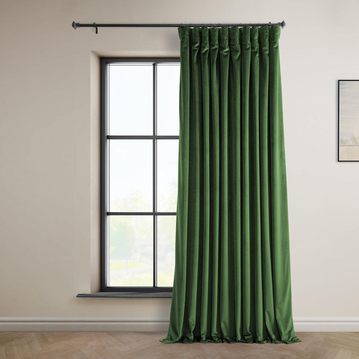 Eden Green Extra Wide Heritage Plush Velvet Blackout Curtains for Bedroom - Thermal Insulated Noise Reducing Window Drapes for Living Room & Nursery