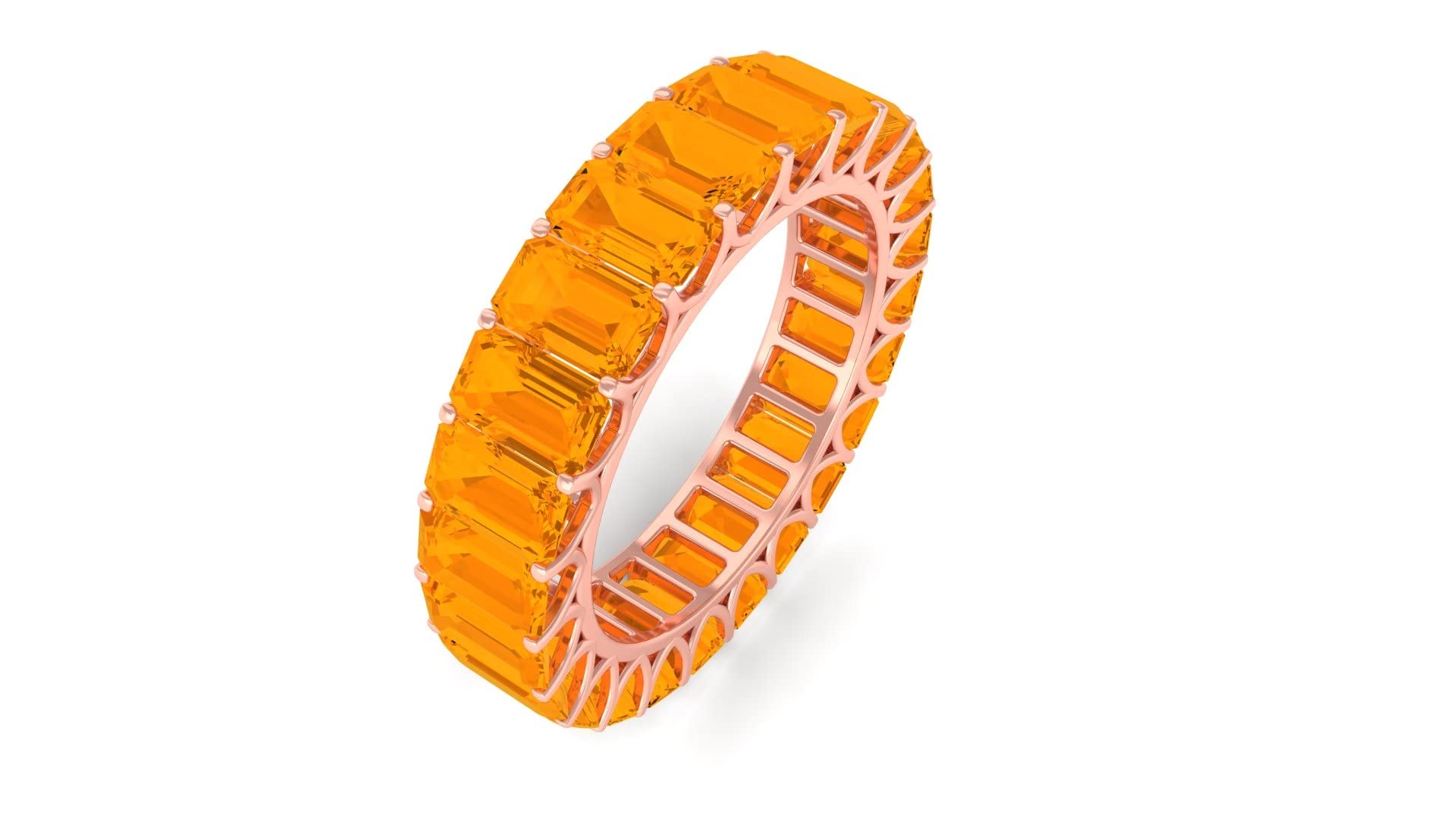 6.75 CT Octagon Cut Fire Opal Eternity Ring for Women - 14K Solid Gold October Birthstone Wedding Band, Anniversary Gift & Special Occasion Jewelry | Perfect for Engagements, Bridal Sets & Everyday Luxury Wear