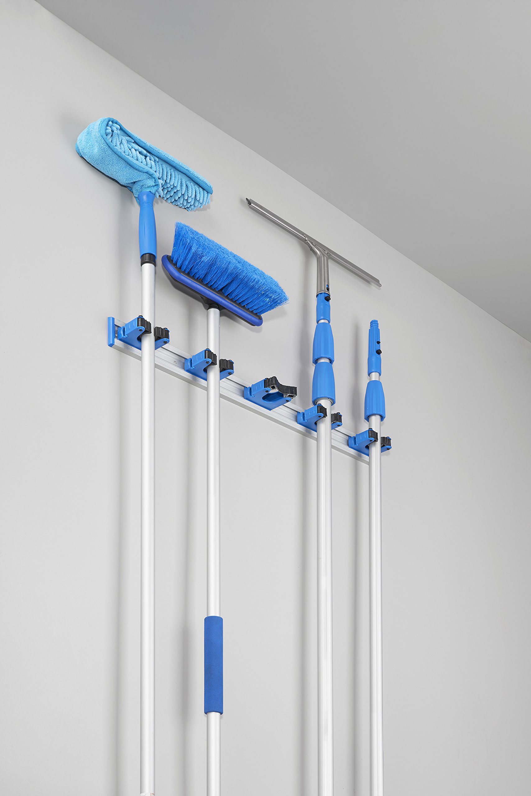 Unger Professional 5-Bracket Wall Mount Storage Organizer for Brooms, Mops, Squeegees & Scrubbers – Heavy Duty Garage, Basement & Home Tool Organizer Rack – Perfect for Cleaning Supplies, Gardening Tools & Household Organization