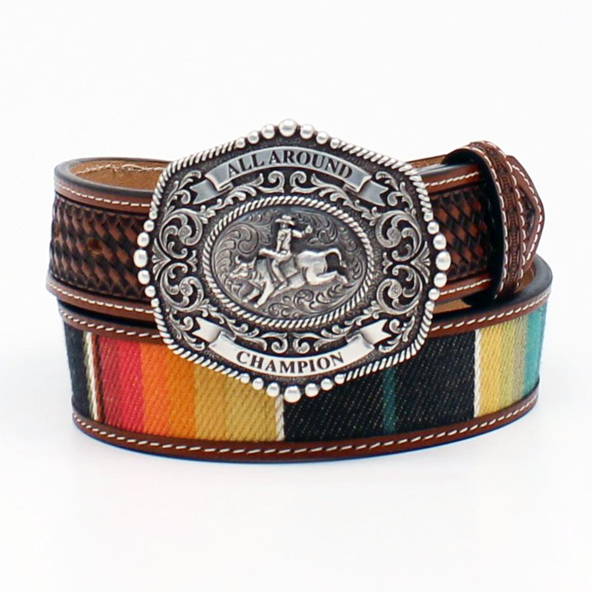 3D Belt Co. Kids Adjustable Brown & Serape Pattern Belt - Perfect for School, Parties & Everyday Wear