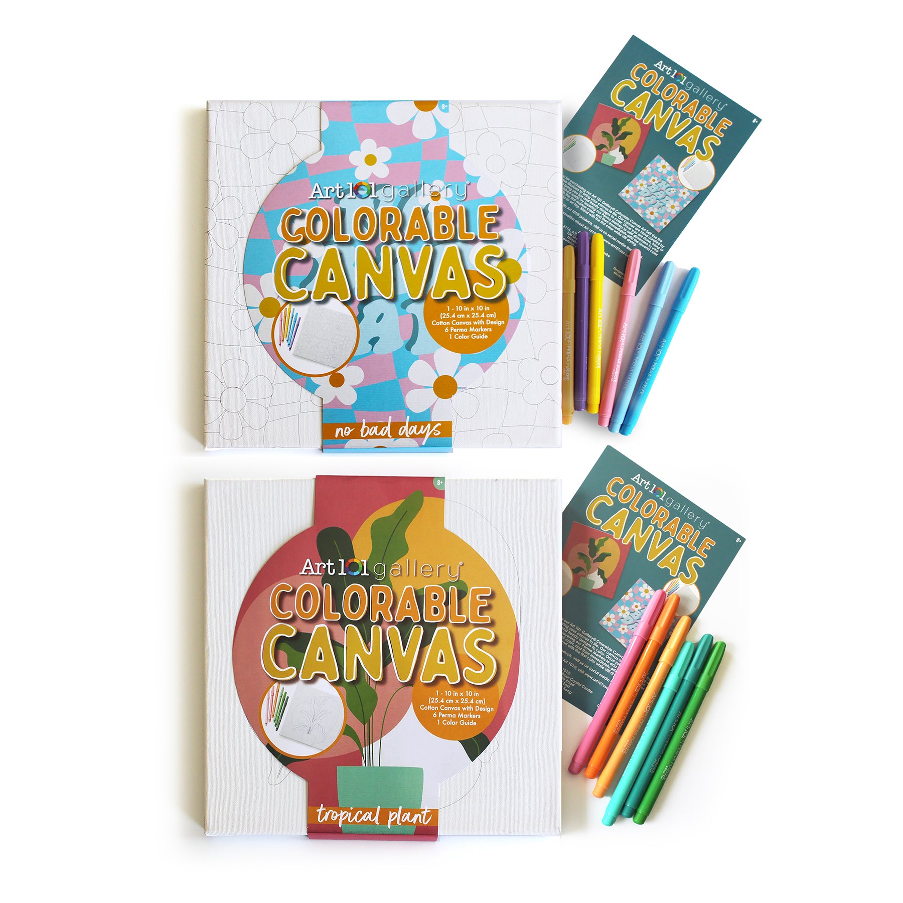 DIY Colorable Canvas Wall Art Kit - 2 Pack | Blank Painting Set for Adults & Kids | Home Decor, Gift, Stress Relief & Creative Fun