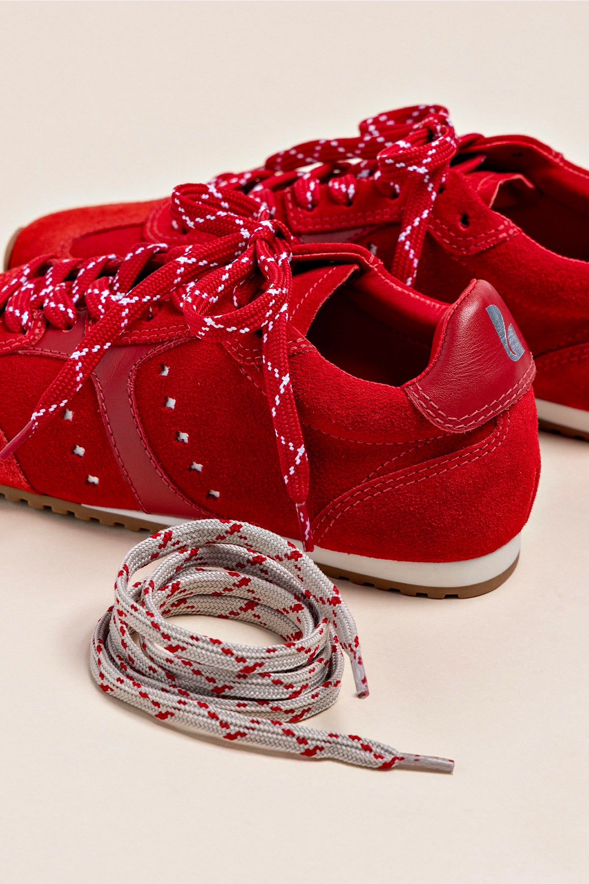 Stella Women's Sneakers in Scarlet Suede & Blood Red Leather - Comfortable Casual Shoes for Walking, Running & Everyday Wear