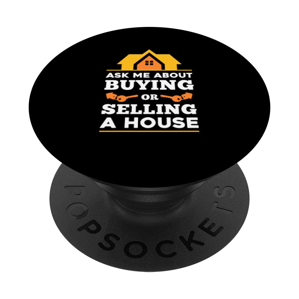 Ask Me About Buying or Selling a House PopSockets Phone Grip & Stand - Reusable Phone Holder for iPhone, Samsung, Tablets - Perfect for Real Estate Agents, Open Houses & Home Showings