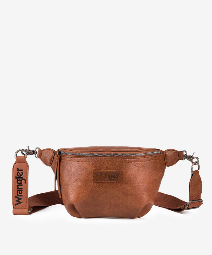 Wrangler Full Grain Leather Fanny Pack for Men & Women - Durable Waist Bag for Hiking, Travel, and Everyday Use