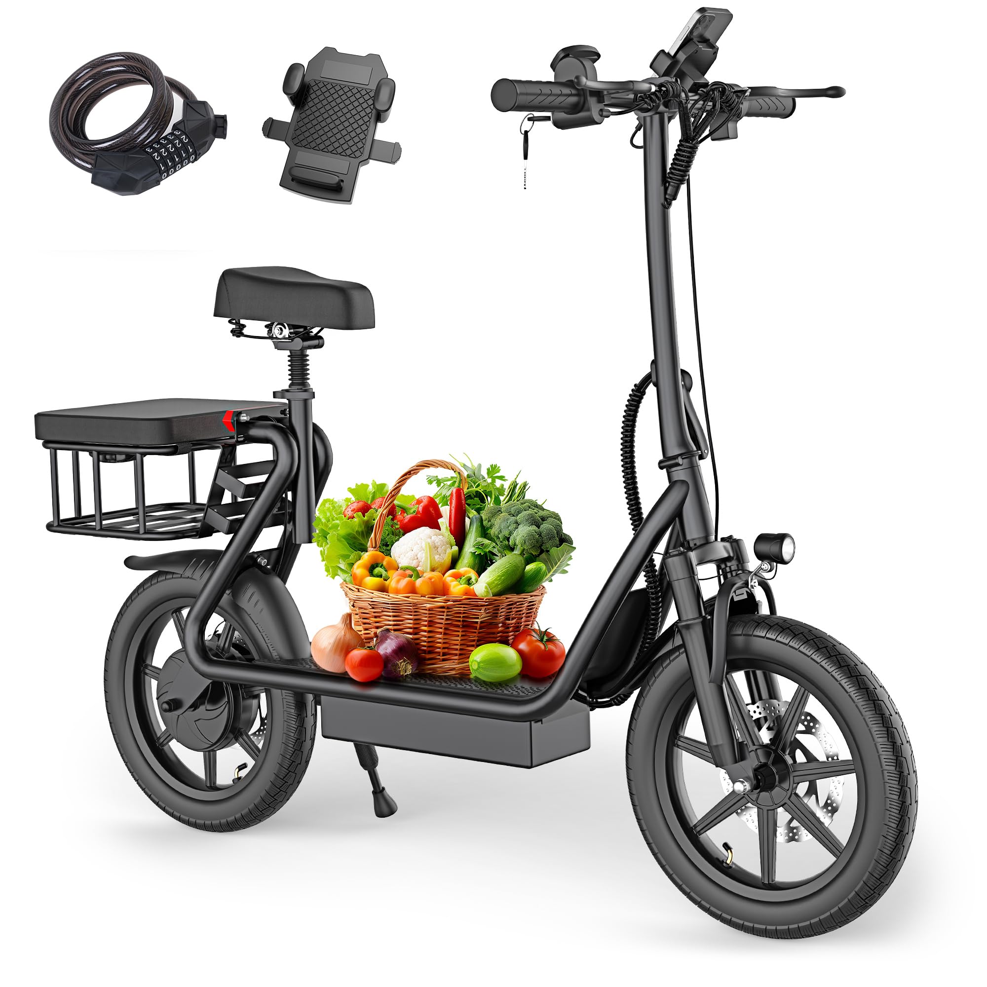750W Electric Scooter with Seat - 22 MPH Top Speed, 27-49 Mile Range, 14