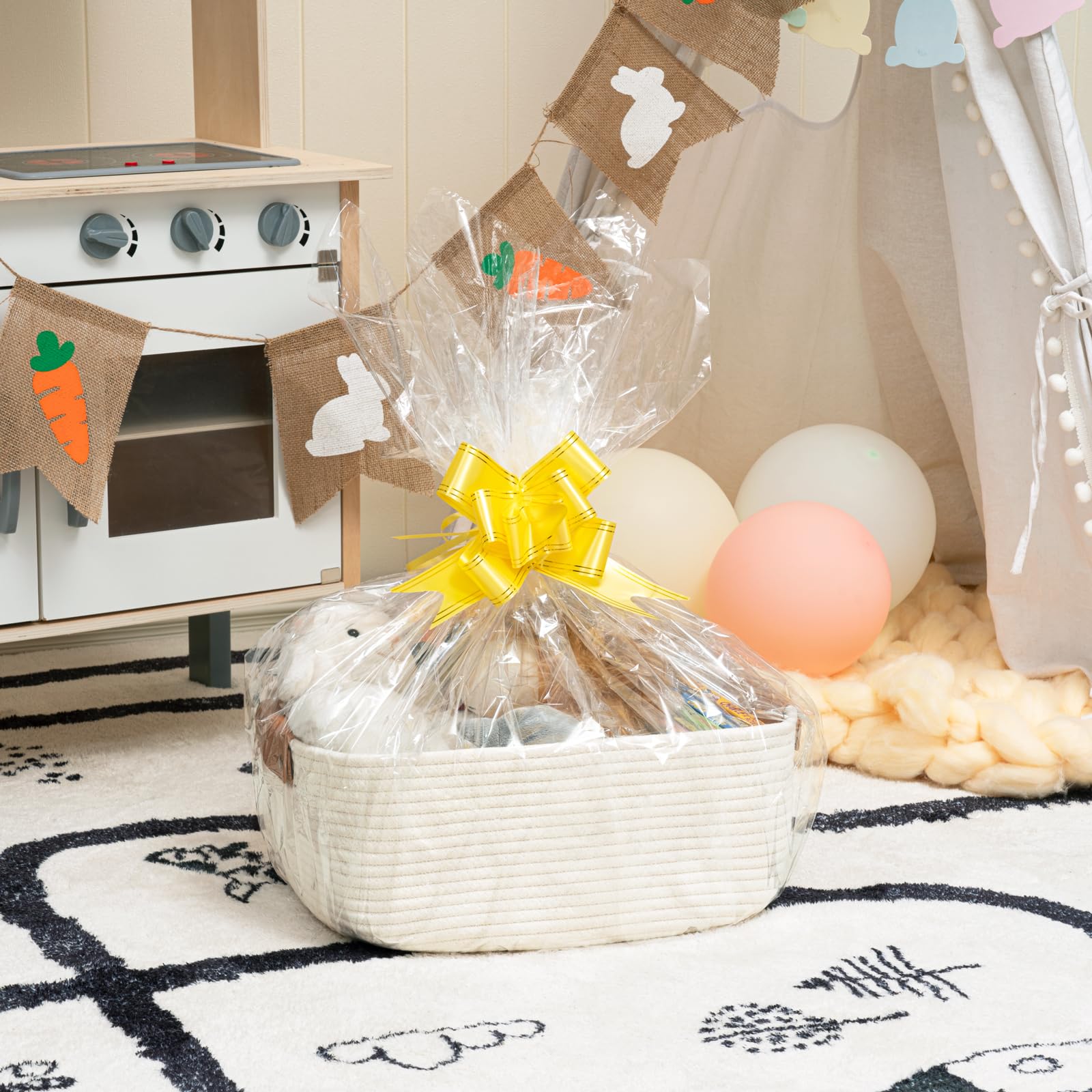 CHICVITA White Woven Storage Basket - Baby Gift Basket for Toys, Books & Towels, Rope Organizer for Nursery, Living Room & Bathroom Decor | Perfect for Baby Showers, Home Organization & Stylish Storage Solutions