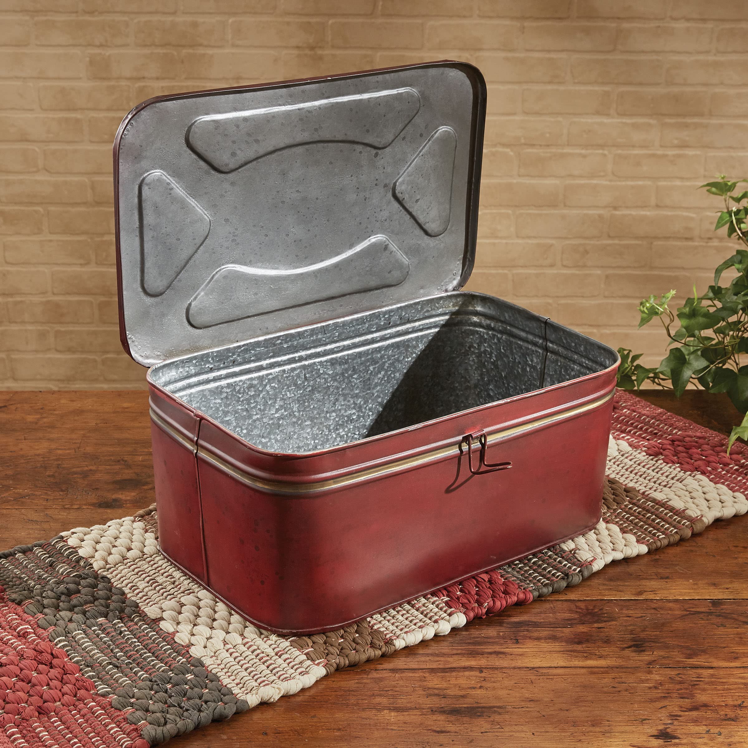 Park Designs Hanford Storage Box - Decorative Fabric Storage Bin with Lid, Red - Perfect for Home Organization, Closet, Nursery & Office