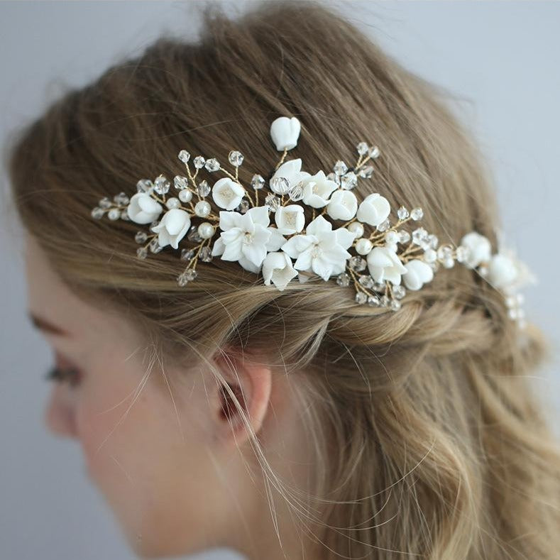 Elegant Bridal Gold Hair Comb & Pin Set (S8204) - Perfect for Weddings, Prom, and Special Occasions - Wholesale Bulk Orders Available