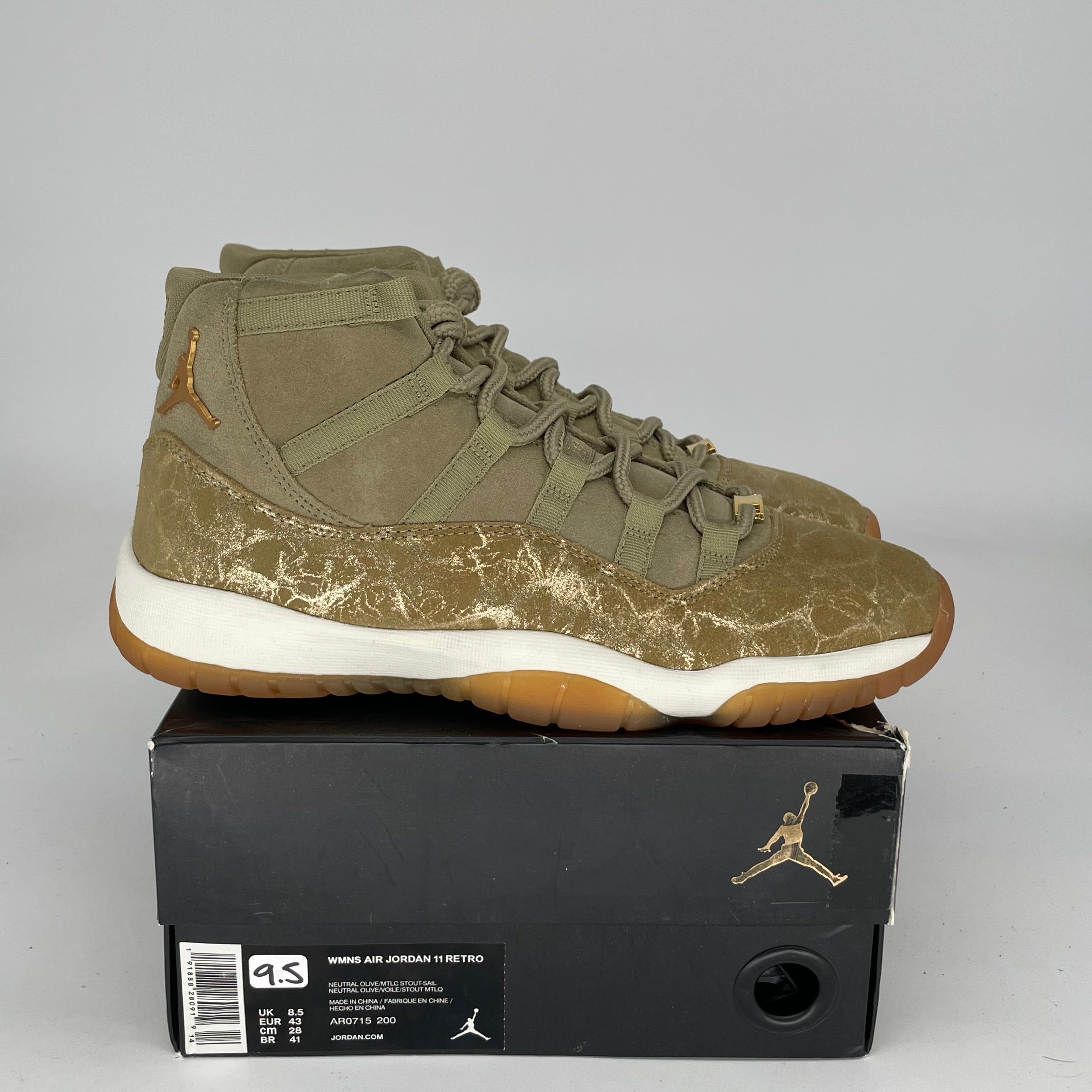AIR JORDAN 11 Retro NEUTRAL OLIVE Women's Basketball Shoes Size 9.5/11W - AR0715-200 | Perfect for Court Performance & Streetwear Fashion