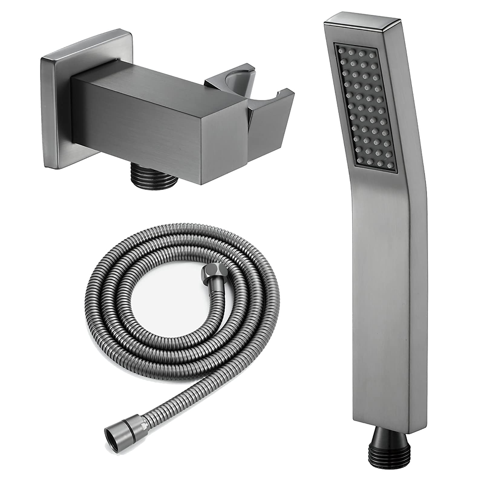 Premium Grey Handheld Shower Head Set - Brass High Pressure Showerhead with 1.5M Hose & Adjustable Bracket - Universal Fit for Bathroom, Spa, and Pet Washing - Ideal for Low Water Pressure Homes & Relaxing Massage Showers