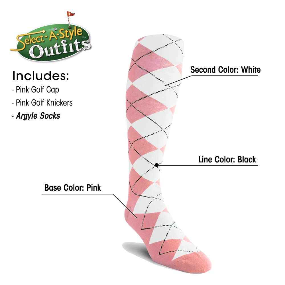 Men's Stylish Pink Golf Outfit Set with Matching Cap & Argyle Socks - Perfect for Golf Tournaments, Casual Wear & Fashionable Sporty Looks