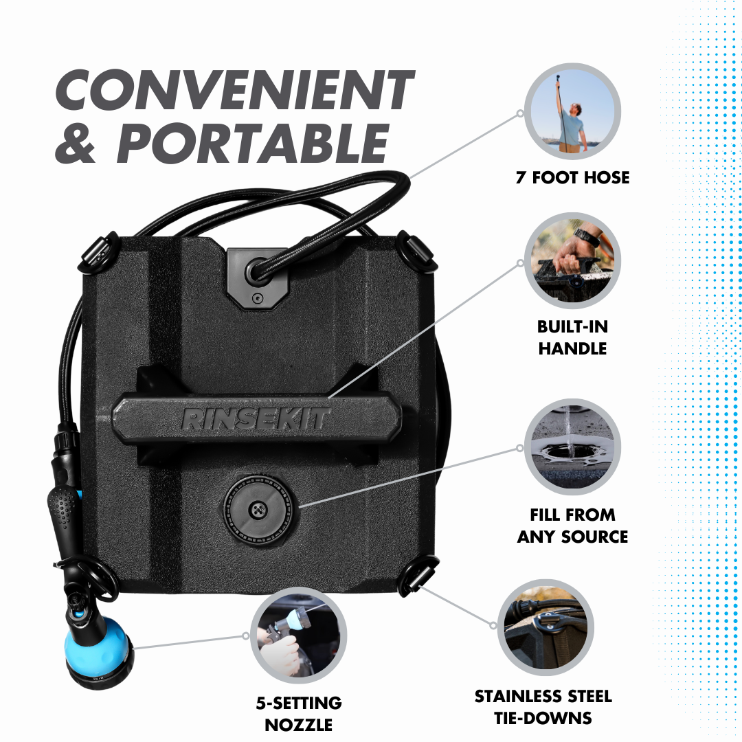 4 Gallon RinseKit Cube Portable Shower - Outdoor Camping, Beach, Hiking & Sports Gear - Compact Water Sprayer for RVs, Boats & Pets