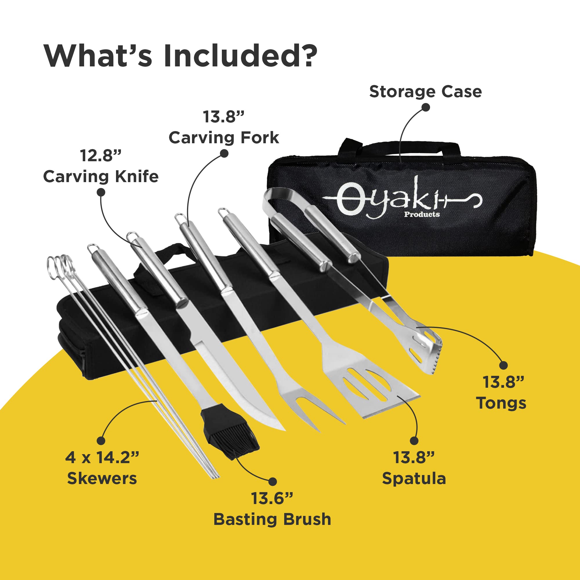 Premium Stainless Steel BBQ Grill Set - 6-Piece Heavy Duty Outdoor & Indoor Grilling Tools Kit with Carrying Case | Perfect Gift for Men, Dad, and Grill Masters | Ideal for Backyard BBQs, Camping, and Tailgating Parties