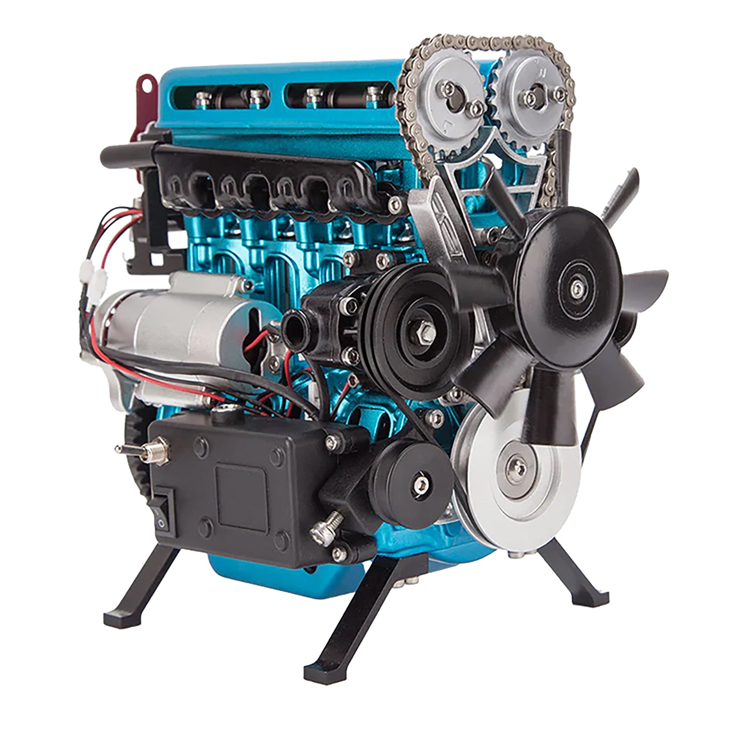 TECHING 1:10 Scale Metal 4-Cylinder Turbocharged Engine Model Kit - DIY Assembly Building Toy for Adults & Teens - Perfect for STEM Education, Mechanical Learning & Collector's Display