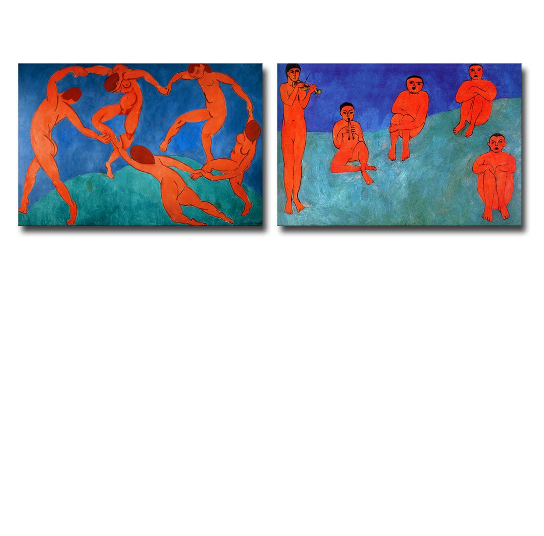 Wall26 Famous Oil Painting Reproduction Set of 2 - Music & Dance (II) Canvas Art Prints, 24x36 Inch x 2 Panels, Stretched & Ready to Hang - Perfect for Living Room, Bedroom or Office Wall Decor