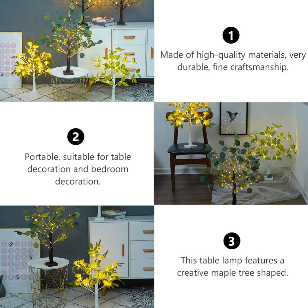 SOLUSTRE Maple Tree LED Night Light - DIY Bonsai Desk Lamp with Warm White Fairy Lights for Home Decor, Bedroom, Living Room, Office & Gift Giving